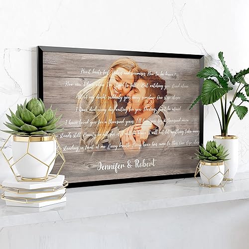 Miniatura 8 de Awesometik Letra de canción de boda con retrato personalizado de foto personalizada Primera danza canción favorita 1er aniversario renovación de