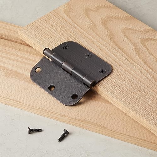 Miniatura 6 de Yaxa Basics Bisagras redondeadas para puerta interior de radio 5/8, paquete de 18, bronce aceitado, 3.5 x 3.5 pulgadas