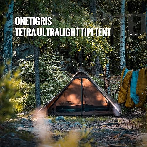 Miniatura 8 de OneTigris Tetra - Tienda de campaña ultraligera Tipi para 1 o 2 personas con tienda interior, poste de tienda, tienda de campaña de trekking,