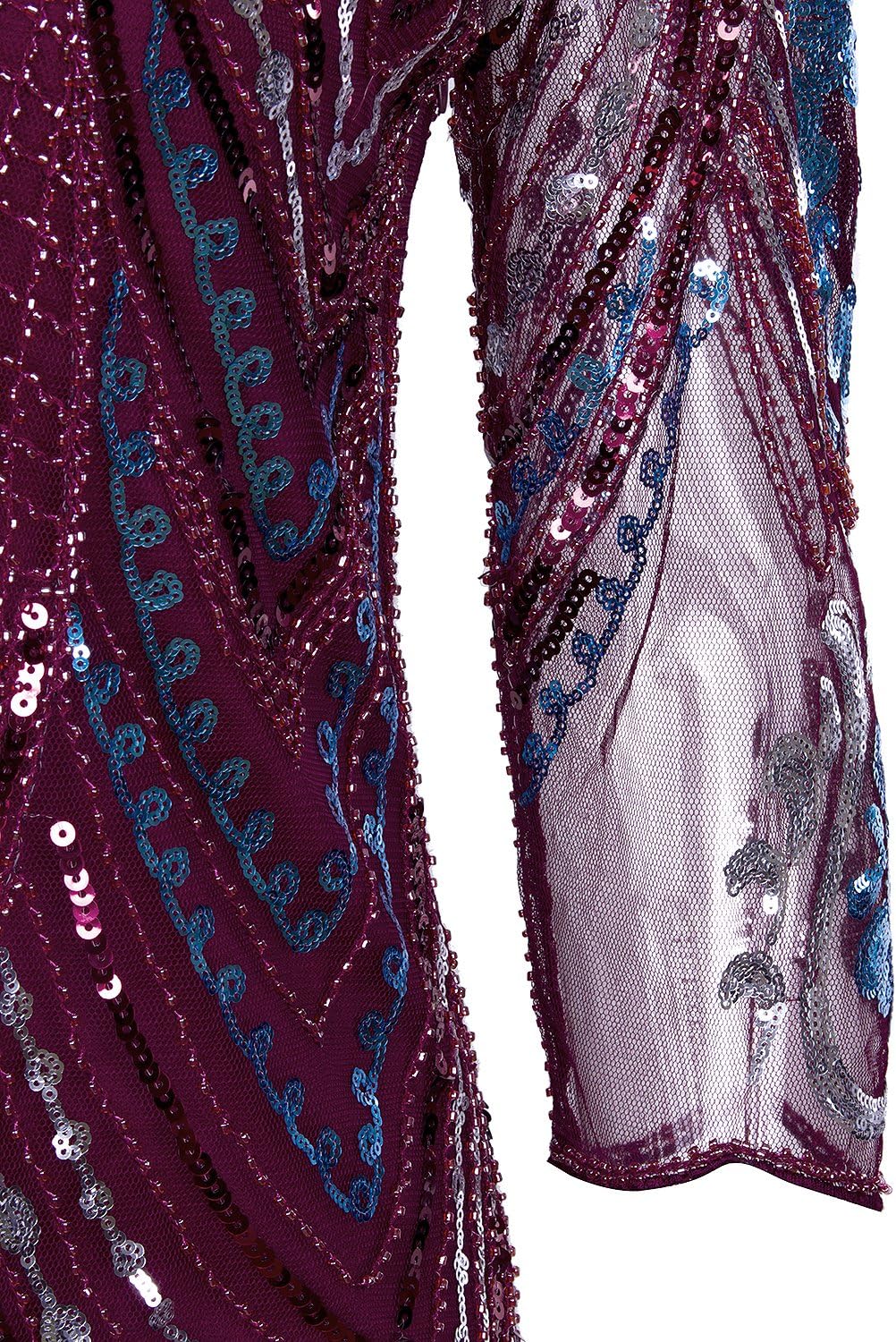 Vijiv 1920s Flapper Dress with 3/4 Sleeve V Neck Squins Cocktail Gatsby Dresses - Image 5