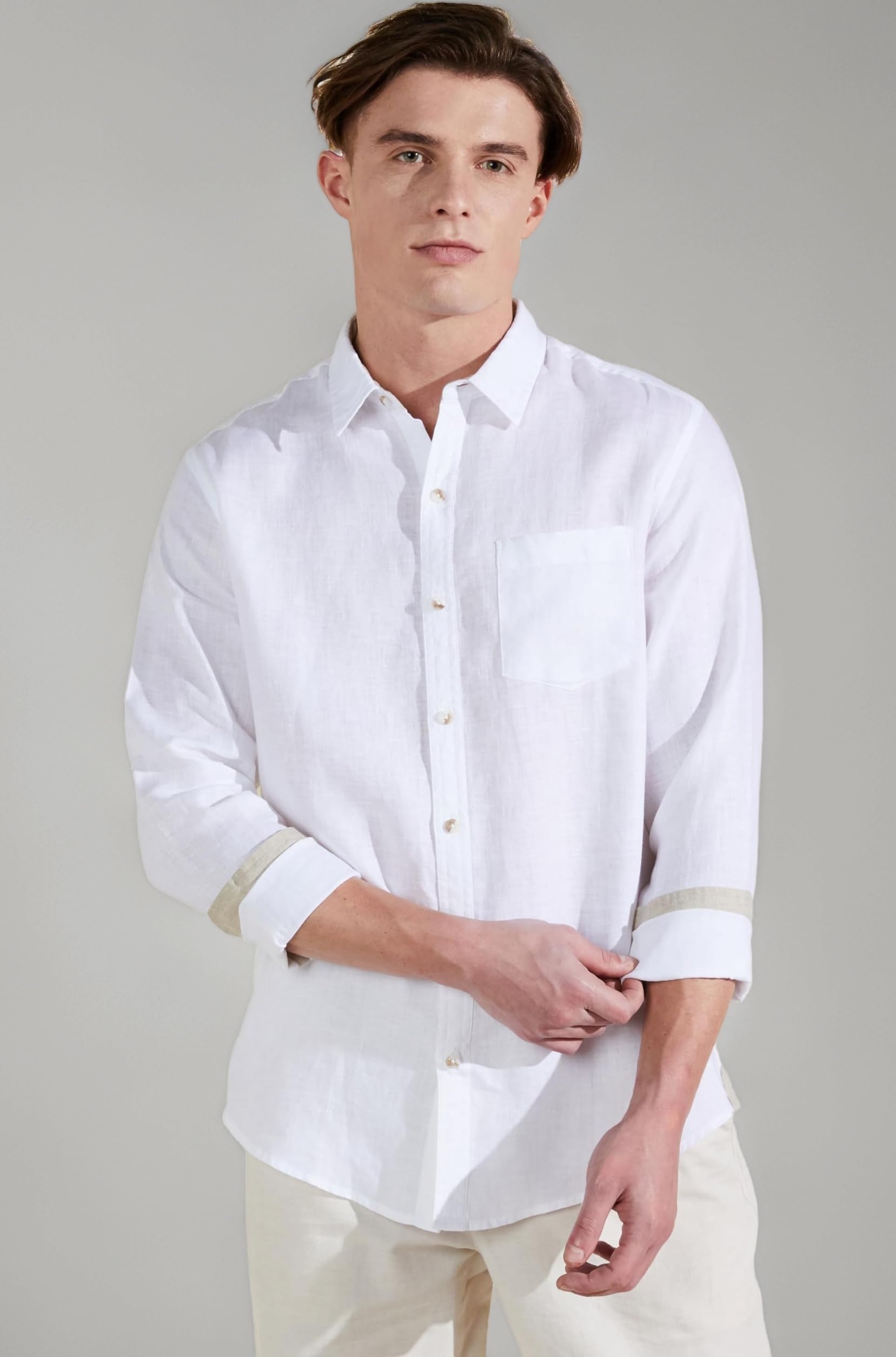 Men's Pure Linen Solid Casual Shirt (Regular Fit)