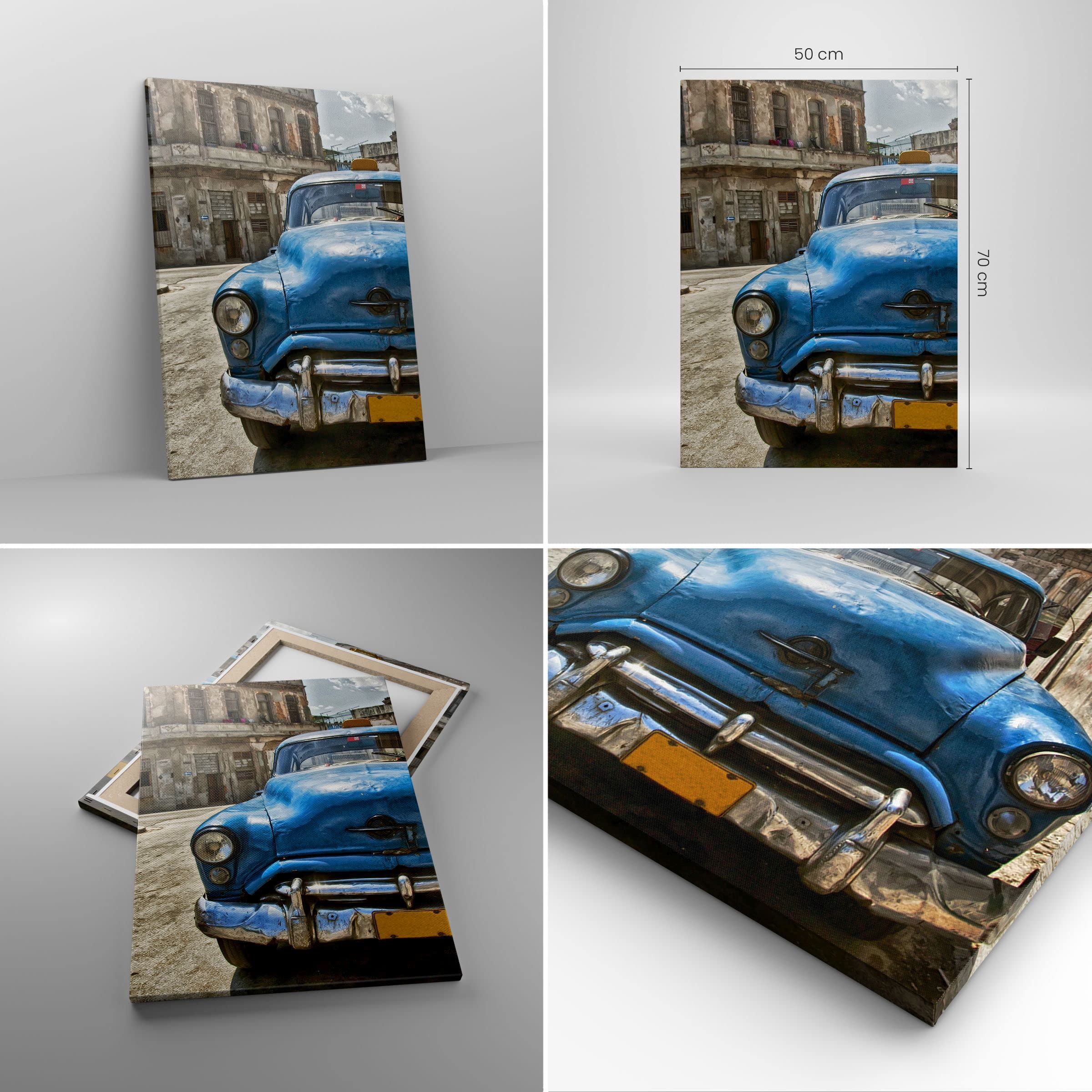 Lienzos decorativos Coche retro Cuba La Habana Cuadro Sobre Lienzo Moderno Vertical 50x70cm Cuadros Decoracion Salon Dormitorio Cocina Cuadros Pared Imágenes Wall Art Prints Decor Canvas PA50x70-2461