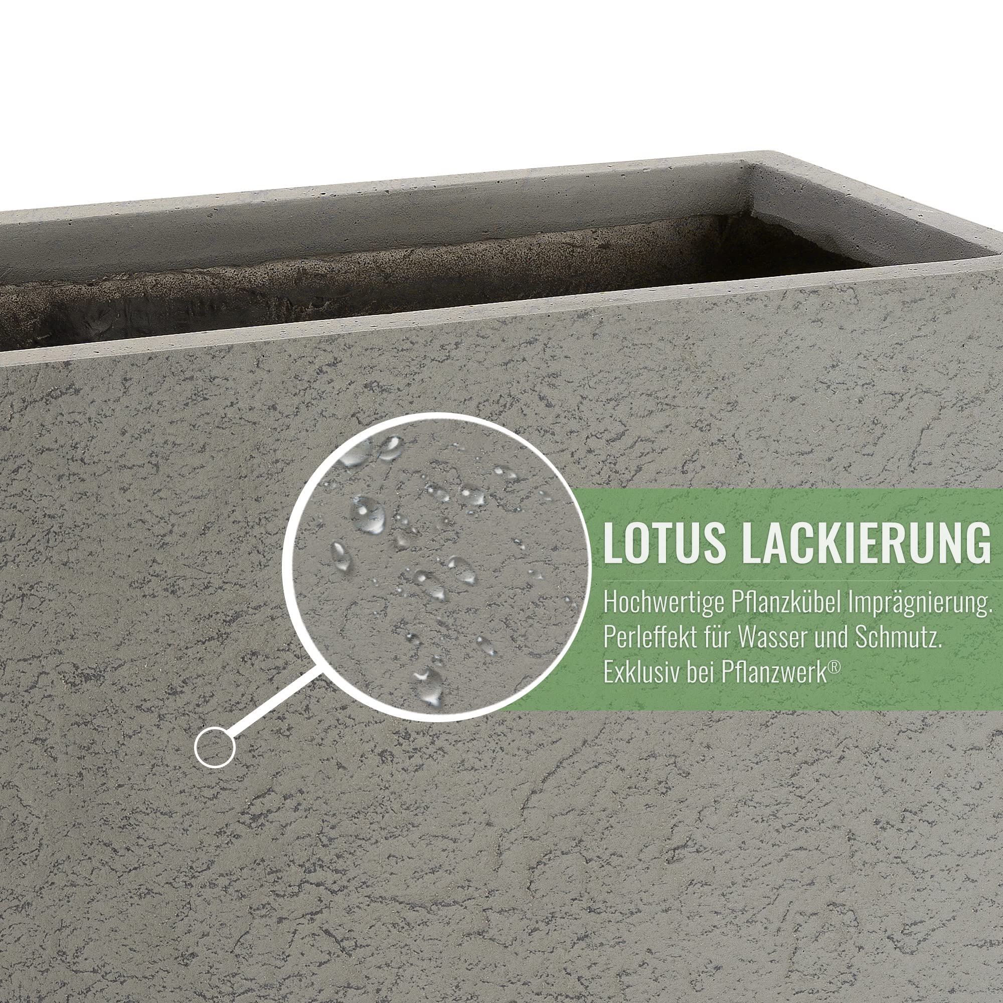Pflanzwerk® Fioriera Vaso per Fiori Portavaso Lana di Vetro Tower Lava Grigio 50x23x23cm XXL *Resistente al Gelo* *Protezione UV* *Europea di qualità*