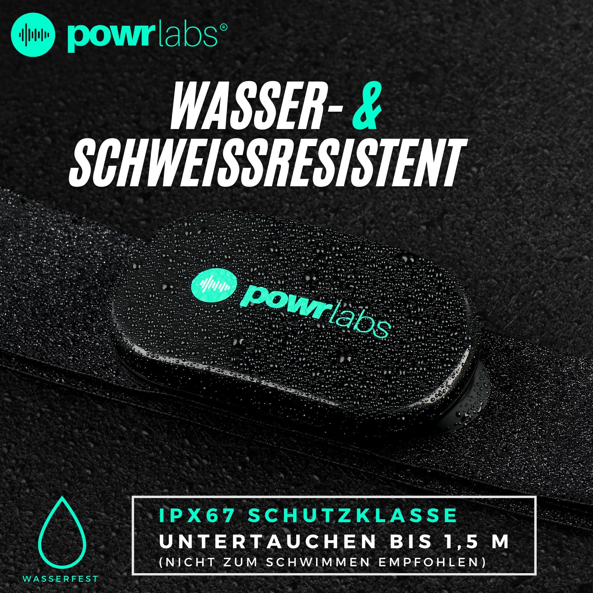 Powr Labs Pulsmesser, Brustgurt, ANT, Bluetooth, mit Brustgurt, HRM Run Bike, für Strava Zwift Wahoo Garmin Polar Peloton
