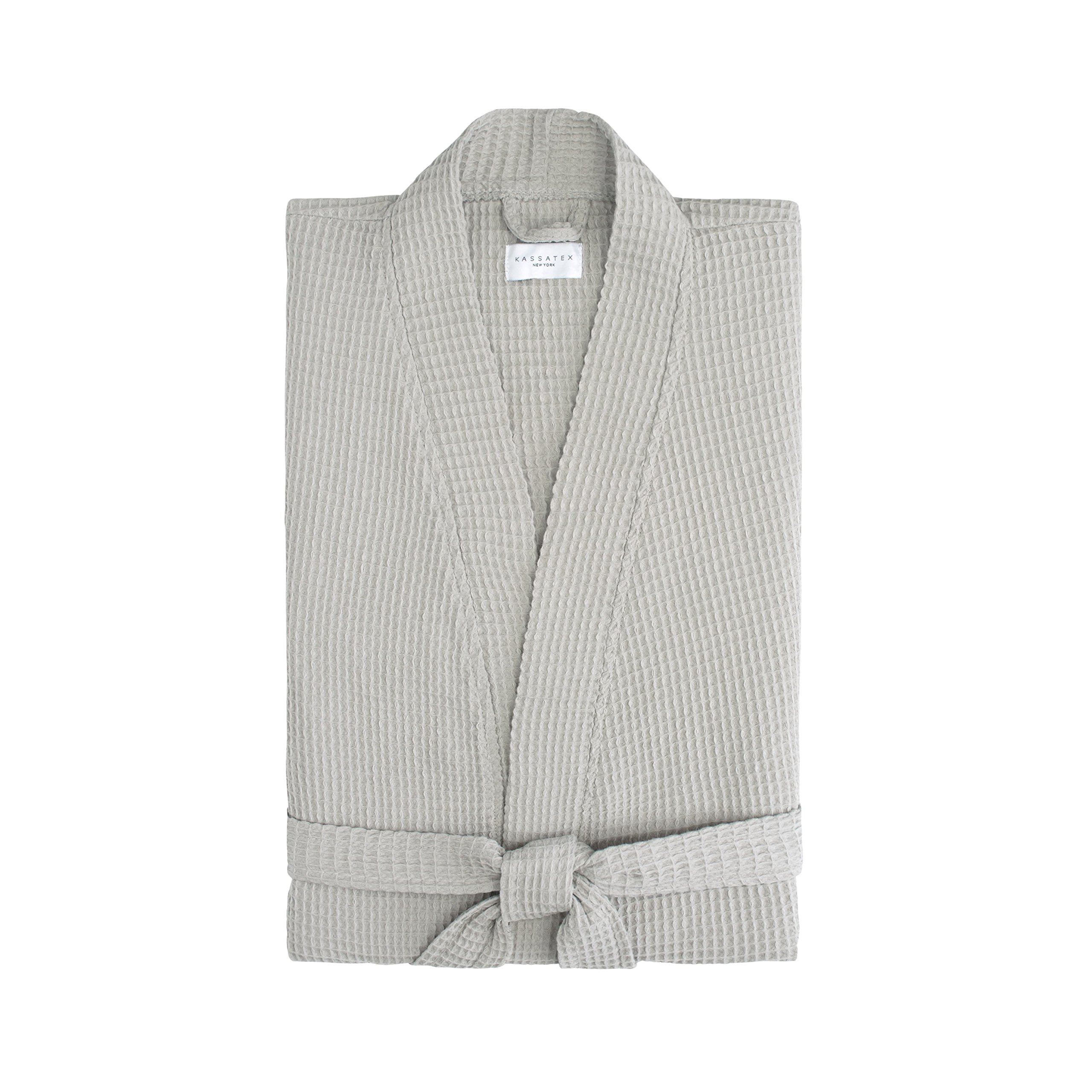 Kassatex Robe Grey L XL Hotel Waffle Bathrobe Large X-Large Gray