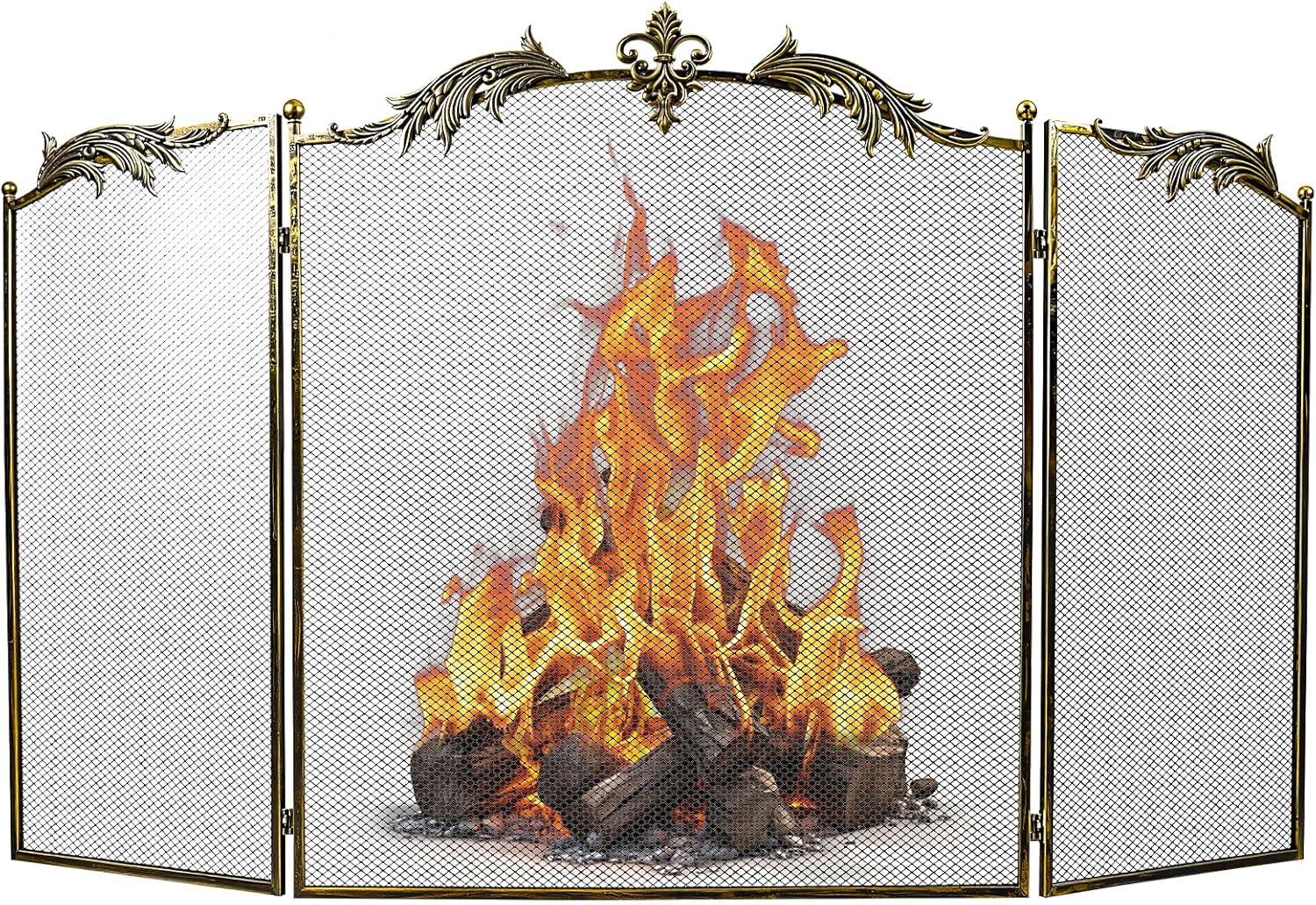 WICHEMI Fireplace Screen 3 Panel Folding Fireplace Screens Metal - View #13