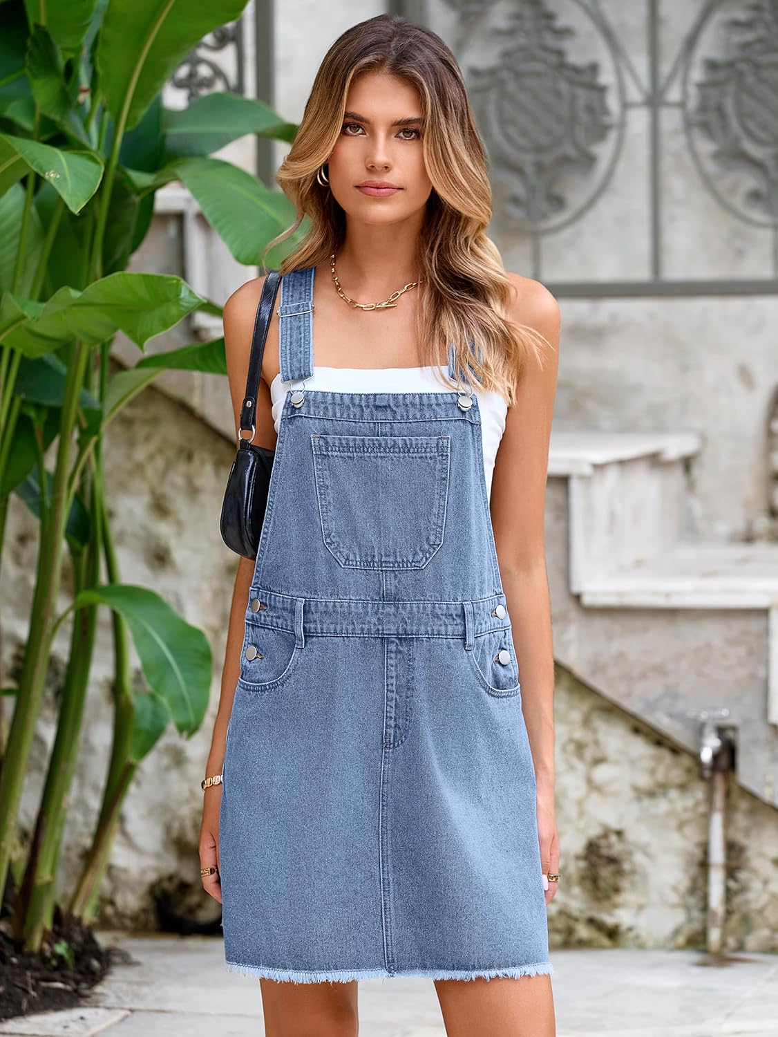 Glamaker Womens Denim Overalls Dress - Casual Summer Loose Romper Sleeveless Adjustable Straps Jumper Jean Mini Dresses 2025 - Image 3