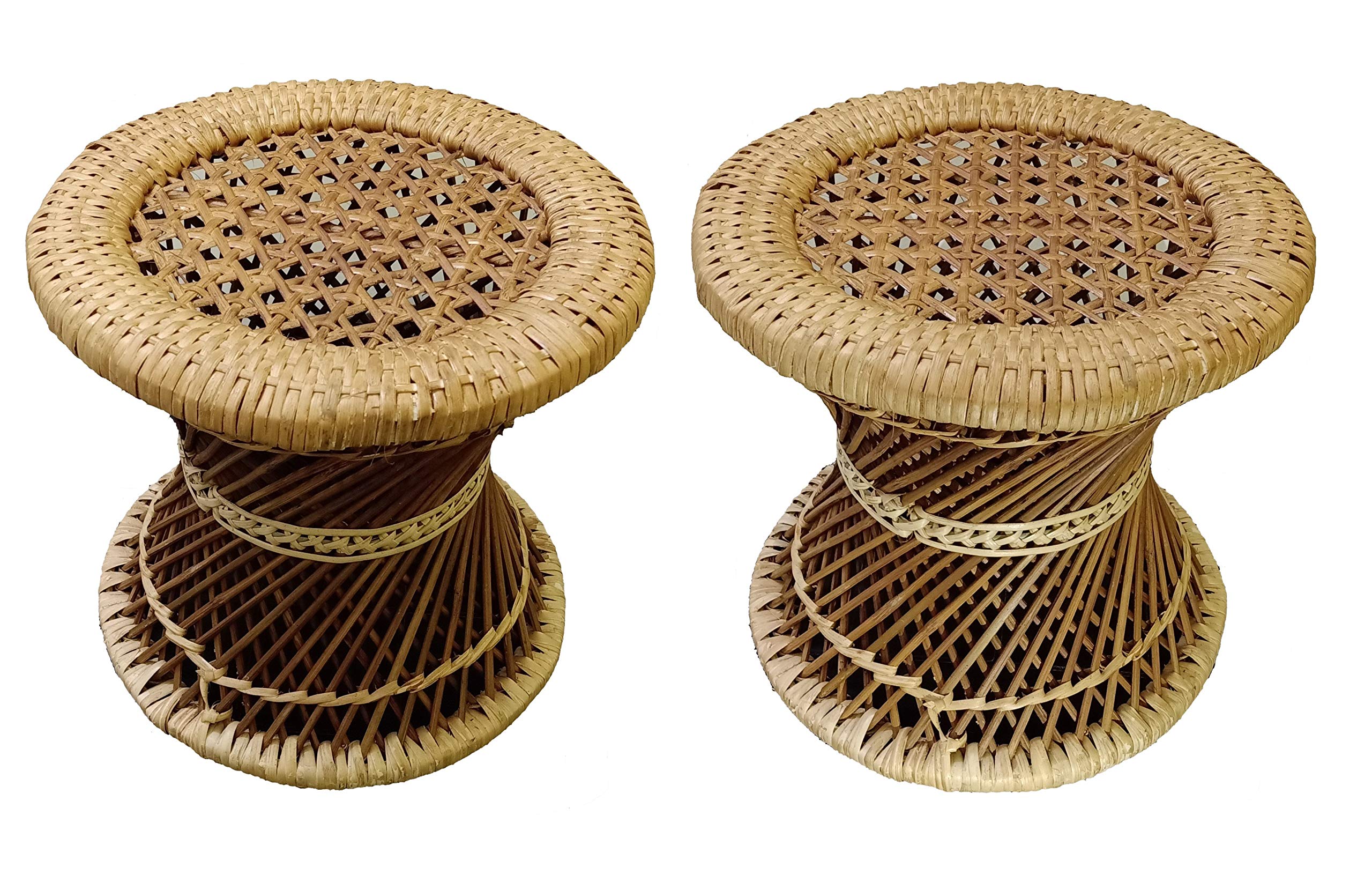 Bamboo Cane Made Sitting Stool/Chair Standard Size Golden Brown for Indoor & Outdoor use. (2)-image-29