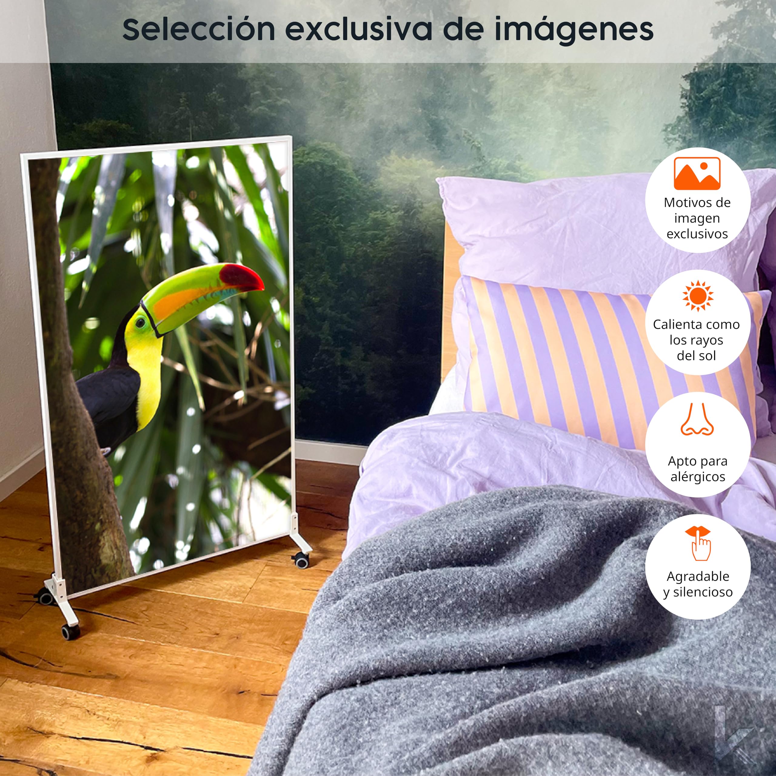 Könighaus radiador eléctrico de infrarrojos - 600 vatios - Bajo consumo = se calienta en 2 minutos - Con patas y termostato - Calefactor móvil - atractivo con diseño: Blanco