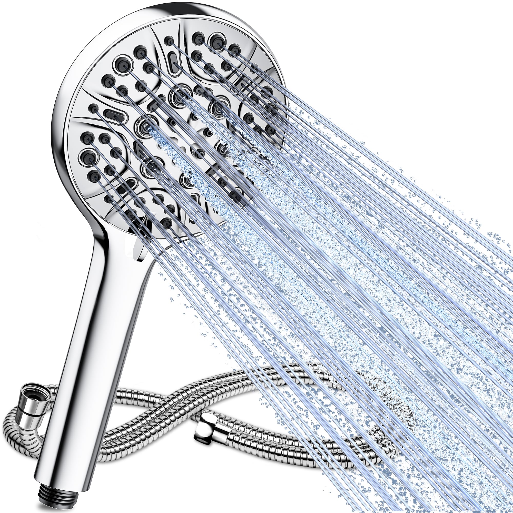 Magichome Chrome Pro High Pressure Shower Head And Hose Set With 9 Spray Modes - For Low Water Pressure, Large Powerful Showerhead & Easy Installation