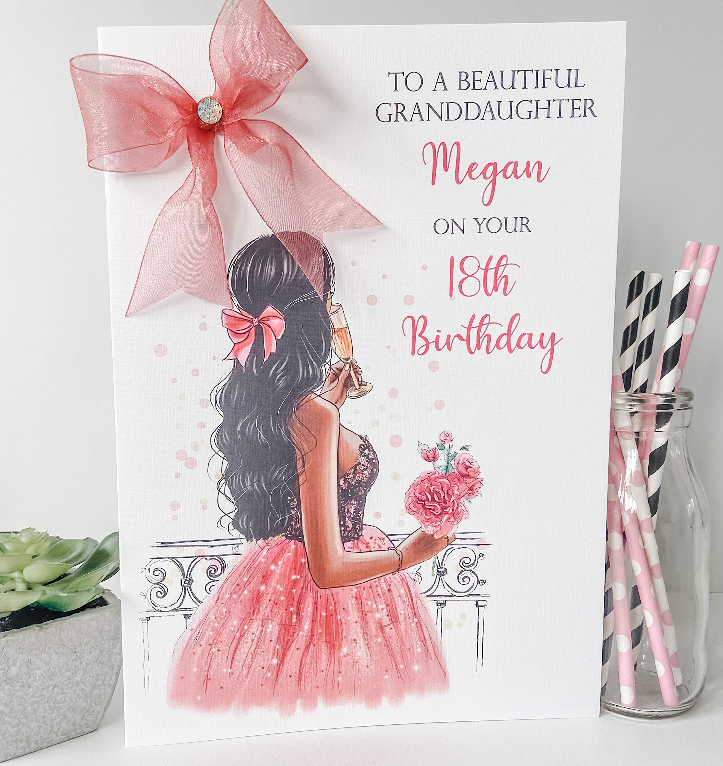Large Personalised Handmade Birthday Card Female Girl Daughter Granddaughter Niece 16th 18th 21st (X LARGE A4, Hair Colour 4)