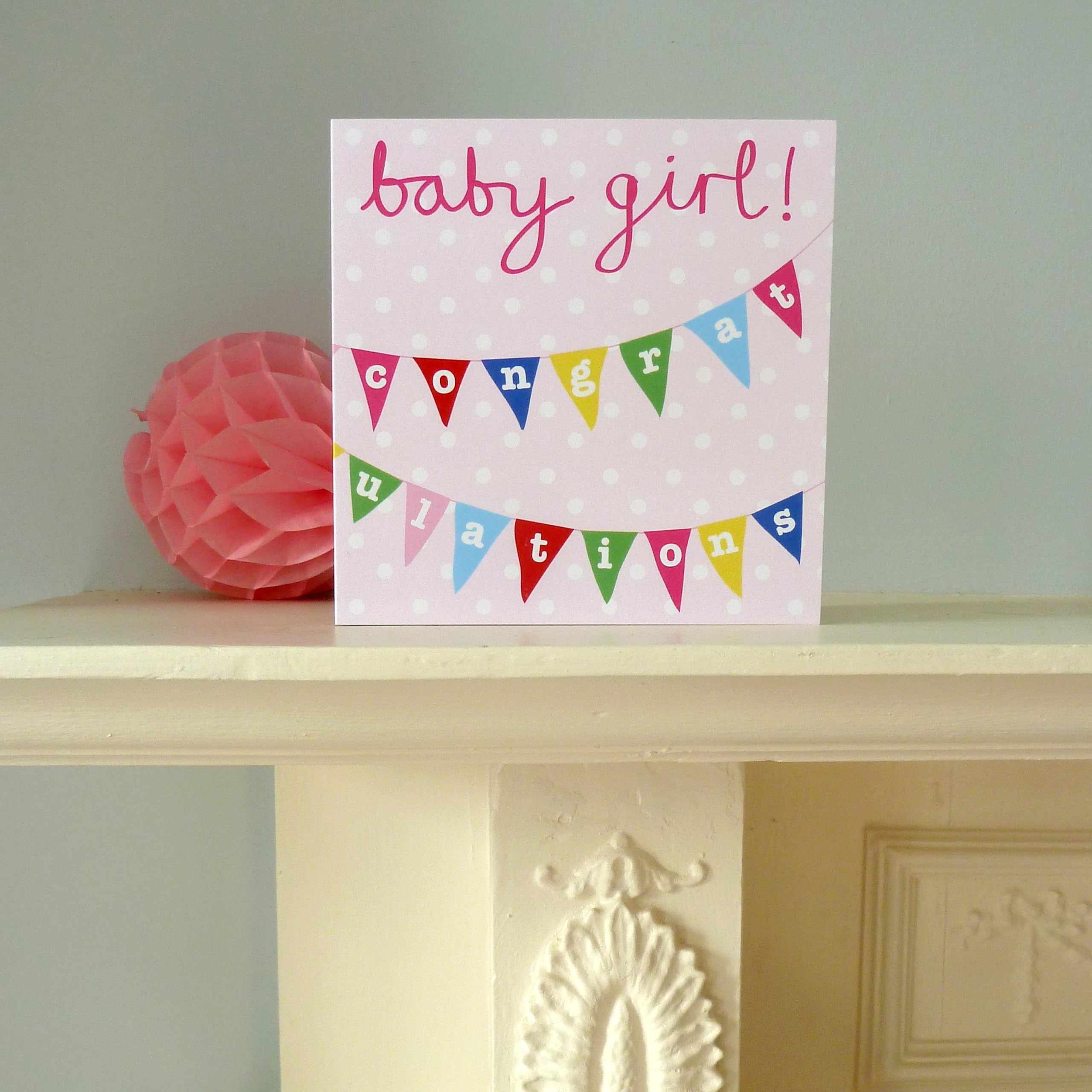 Toby Tiger 125mm x 125mm Girl Bunting Designed Card - Multicoloured