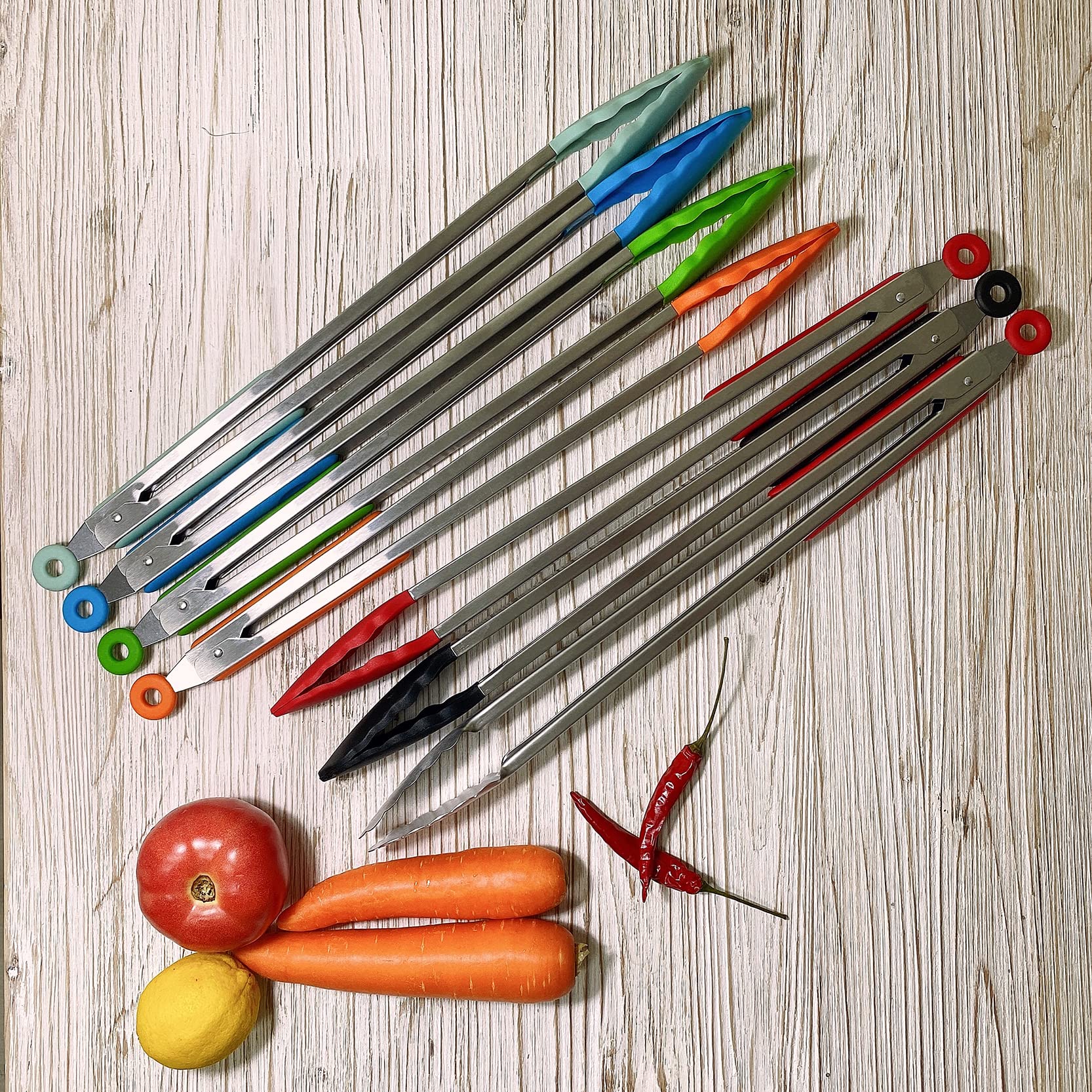 Zestaw 4 bardzo długich szczypiec do grilla (45 cm), szczypce do grilla ze stali nierdzewnej z długim uchwytem, duże szczypce do jedzenia, pogrubione szczypce do steków, szczypce do serwowania do gotowania, grillowania, grilla, bufetu, 4 szt