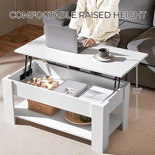 Miniatura 83 de Yaheetech - Mesa de centro con almacenamiento oculto Espresso,Negro -,Gris,Marrón (Rustic Brown),Blanco