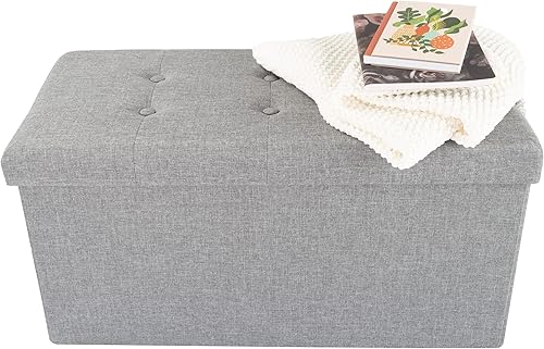 Miniatura 16 de Lavish Home - Banco otomano con almacenamiento, plegable, tapa acolchada de espuma con punzoneado de 30 pulgadas, gris oscuro