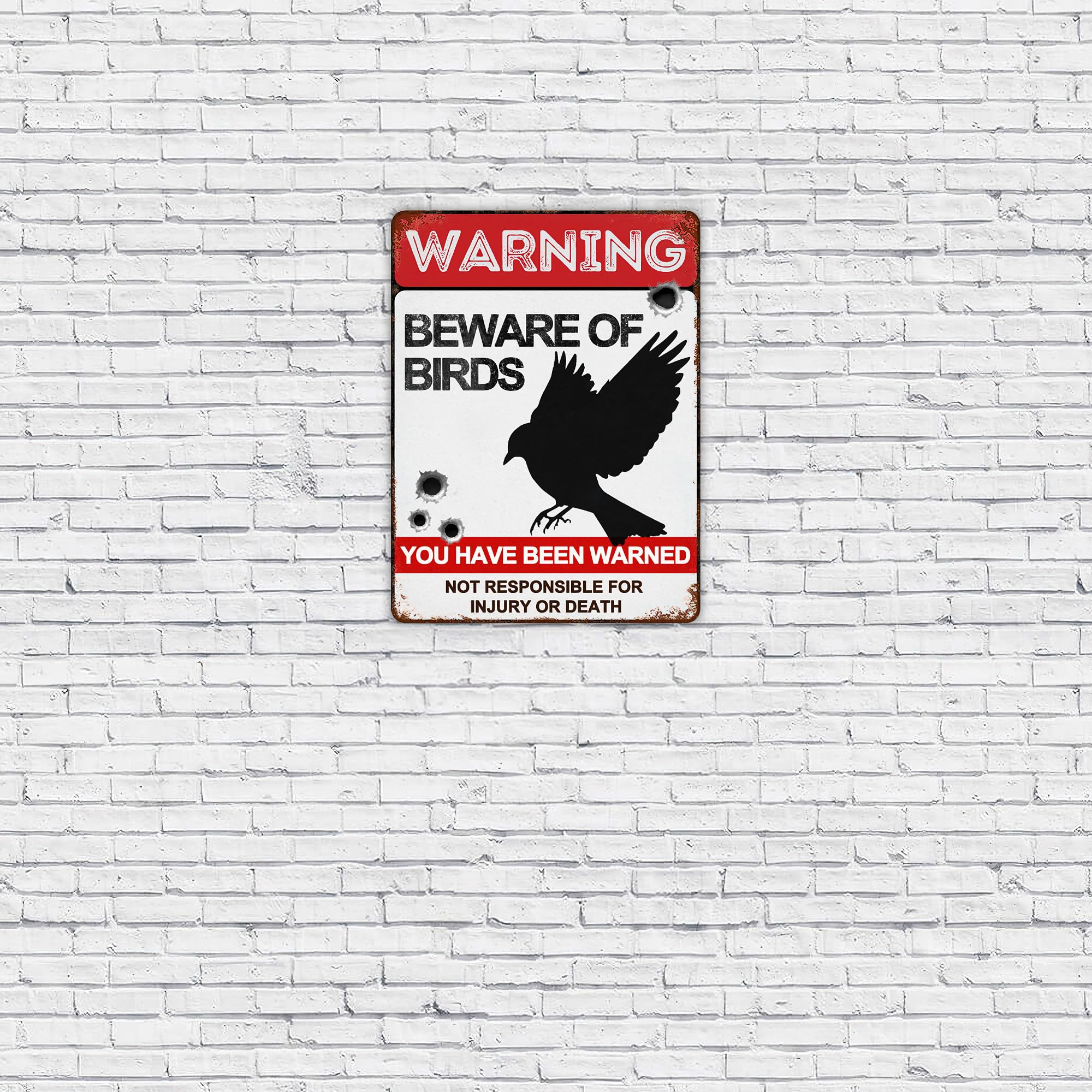 Cartello Metallico Vintage 'Beware Of Bird' - Segnale Di Avvertimento 20x30 Cm Con Fori - Per Esterno, Giardino, Recinzione