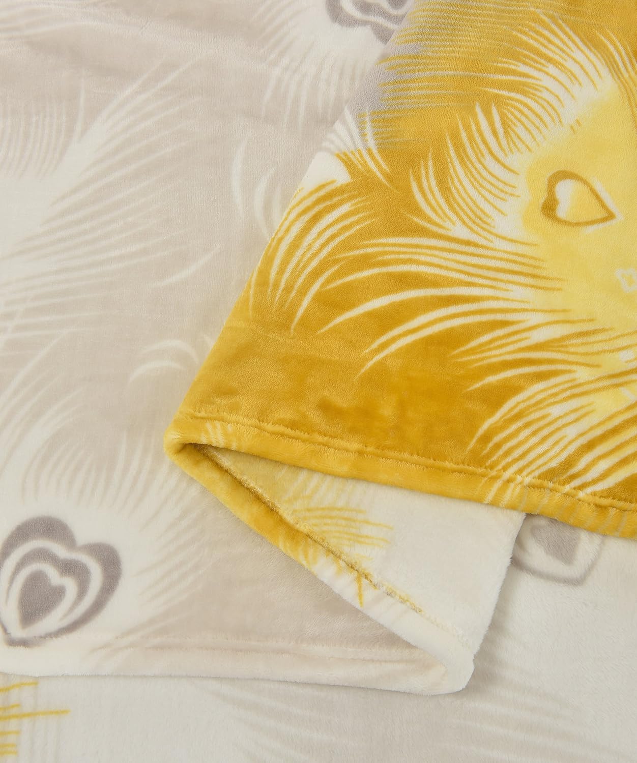 CaliTime Super Soft Throw Blanket for Bed Sofa Couch, Cozy Warm Flannel Fleece Luxury Peacock Feathers, Gold Grey, King