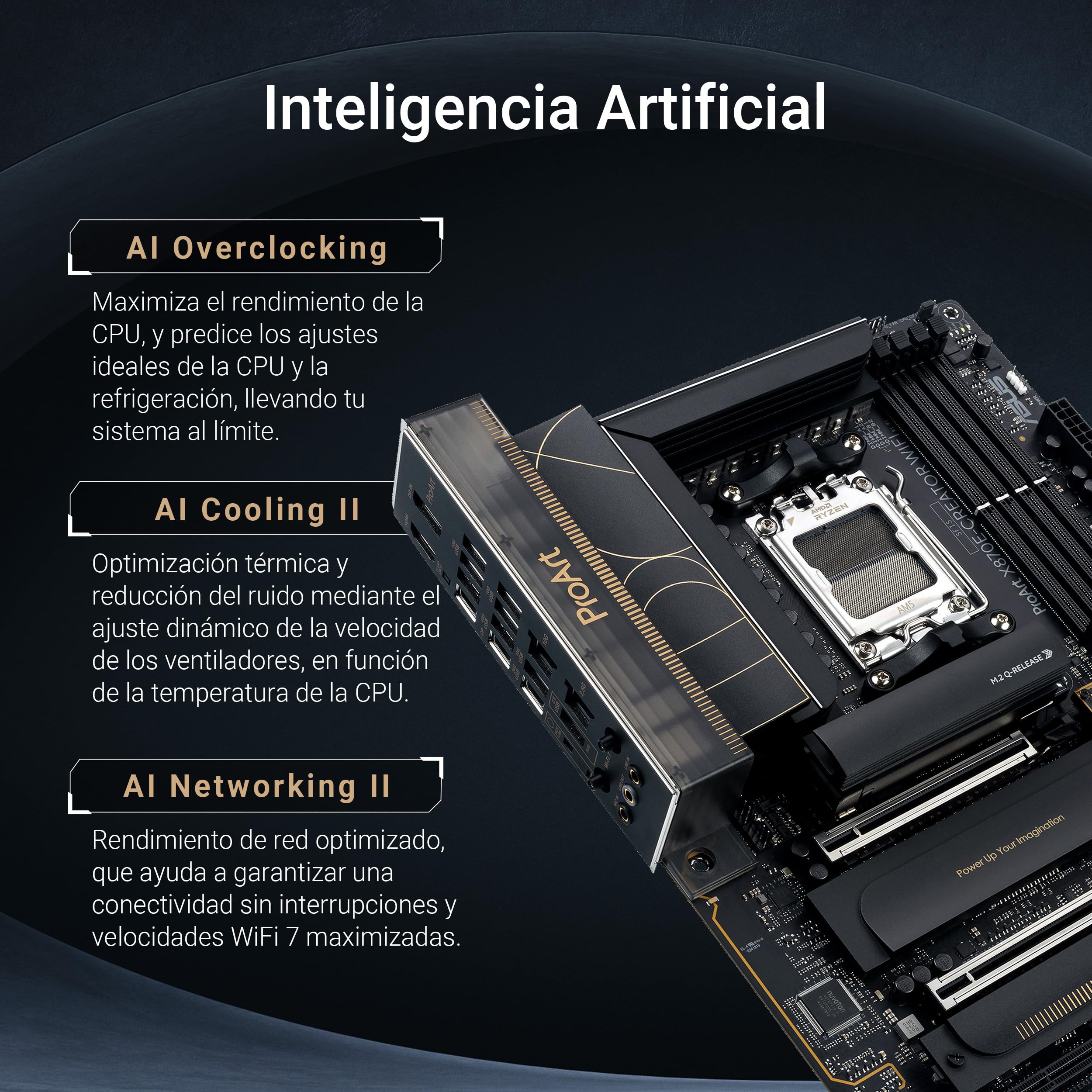 ASUS ProArt X870E-CREATOR WiFi -Placa Base AMD X870E ATX, PCIe 5.0 x16 Compatible con GPU de última generación, 16+2+2 etapas de Potencia, DDR5, Doble USB4, LAN de 10 GB y 2,5 GB, WiFi 7, 4X M.2