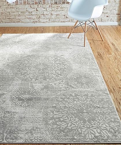 Miniatura 2 de Unique Loom - Tapete rectangular de 9 x 12 pies, estilo clásico y tradicional, colección Sofía, modelo 3138656, color beige., Polipropileno, Gris