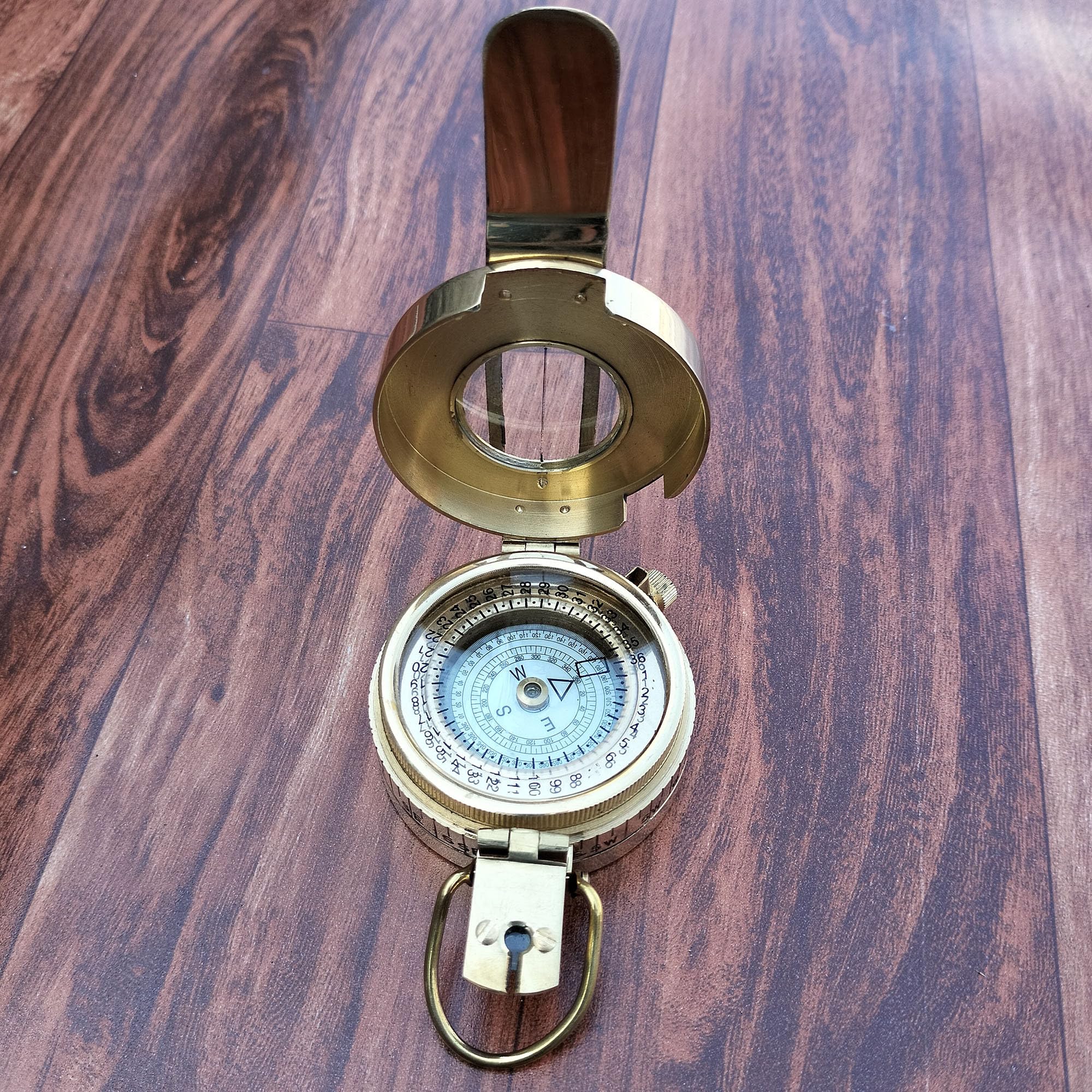 ICON Brass Pocket Compass with Flip Cover | Antique Finish Navigation Compass for Hiking, Camping & Outdoor Use-image-12