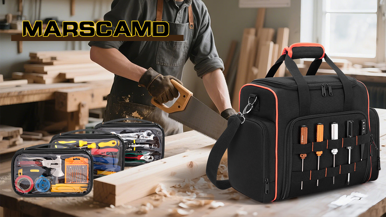 Marscamd Tool Bag with 3 Removable Cases, 2 Layers Tool Tote for