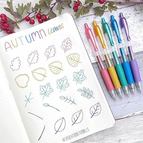 Miniatura 4 de Bolígafos metálicos de gel Pilot G2 34423 de punta fina tinta dorada y plateada paquete de 4 unidades Colores Variados