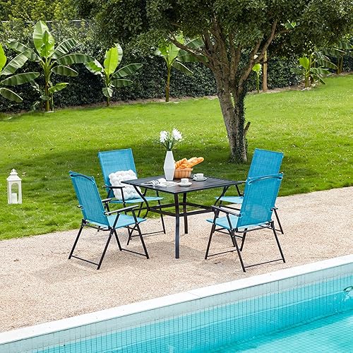 Miniatura 4 de VICLLAX Juego de 2 sillas de patio al aire libre, sillas de comedor plegables para patio, muebles de exterior para porche, terraza, jardín, no se