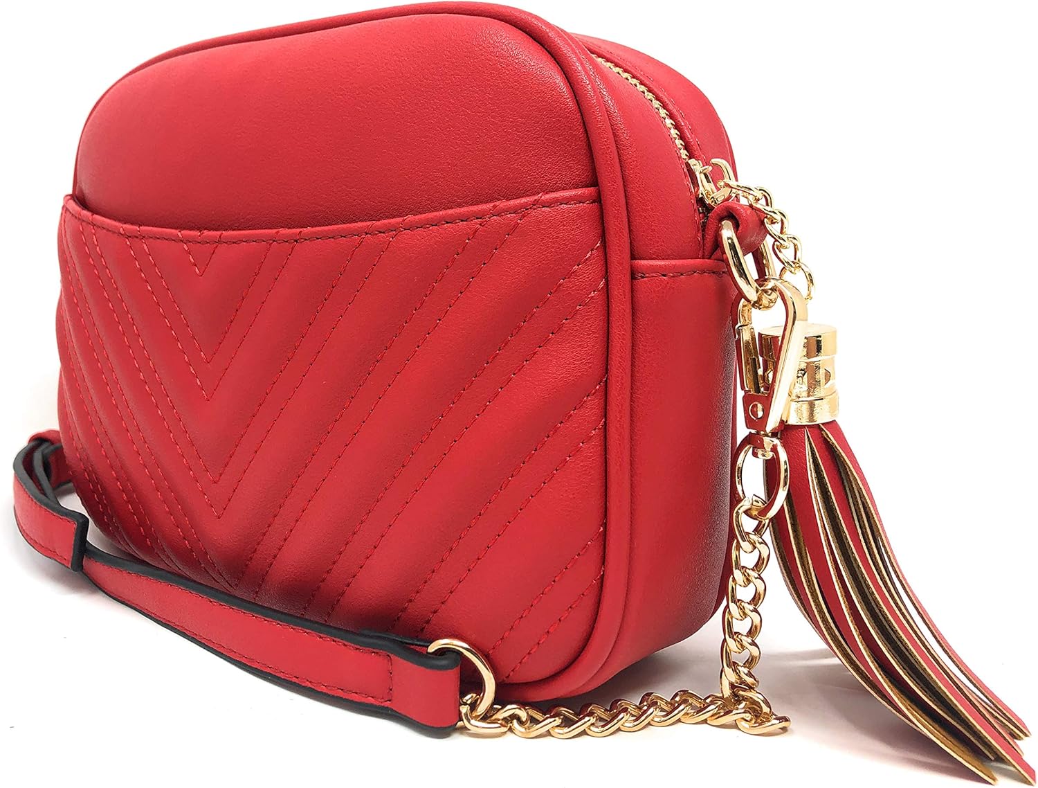 lola mae fashion cross body bag quilted front pocket with tassel (Black): Handbags: 