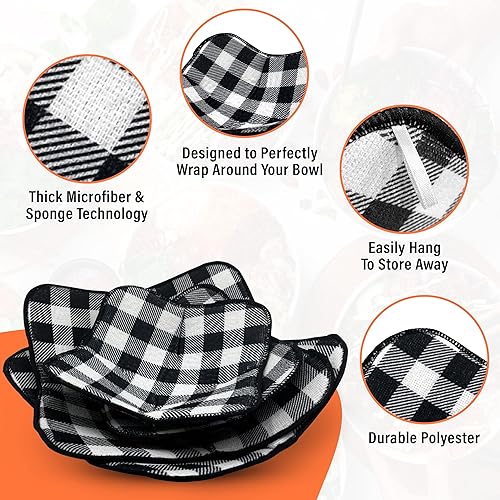 Miniatura 3 de RS Collections Juego de 4 soportes para cuencos o ollas para microondas para mantener la comida caliente resistente al calor, protector grande para