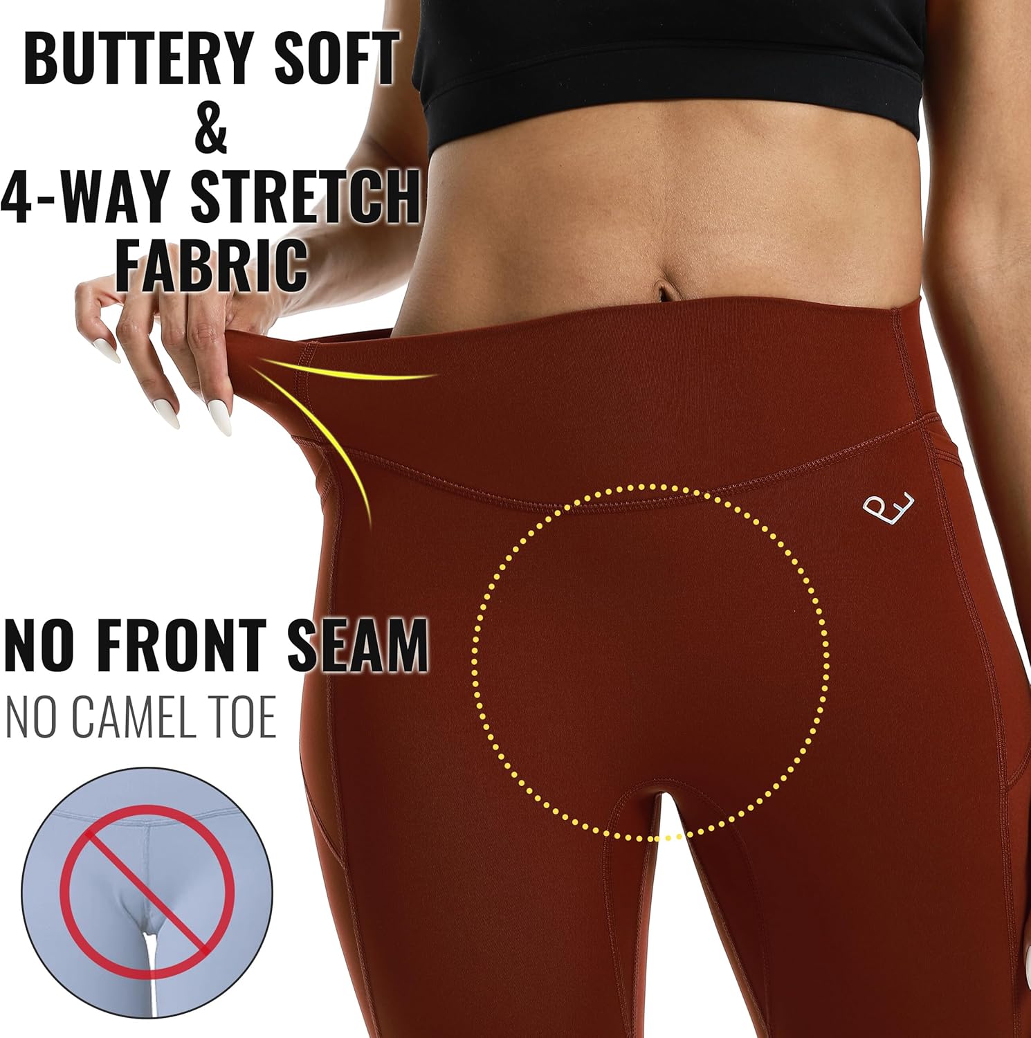 No Front Seam Leggings with Pockets for Women, Tummy Control High Waisted Leggings, Women's Workout Gym Yoga Pants - Image 4