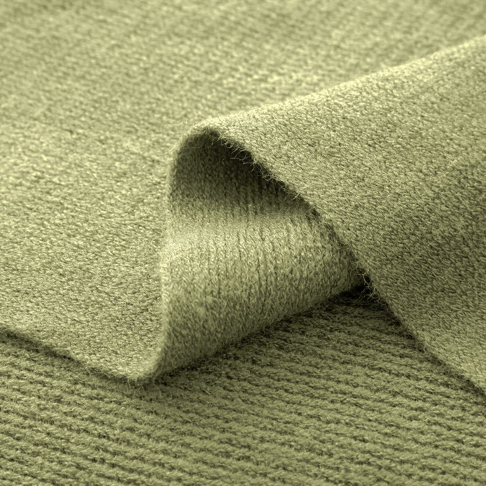 Vonty Coperta lavorata a maglia verde salvia con nappe frange 127 x 152,4 cm, coperta in maglia super morbida, decorativa per divano, letto