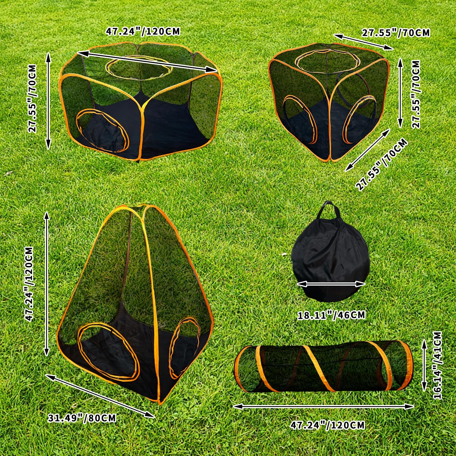 Homegroove Recinzioni per gatti da esterno, 6 in 1, casetta portatile per gatti (tenda per gatti e tunnel circolare per gatti) per gatti e piccoli animali, box interno con borsa per il trasporto