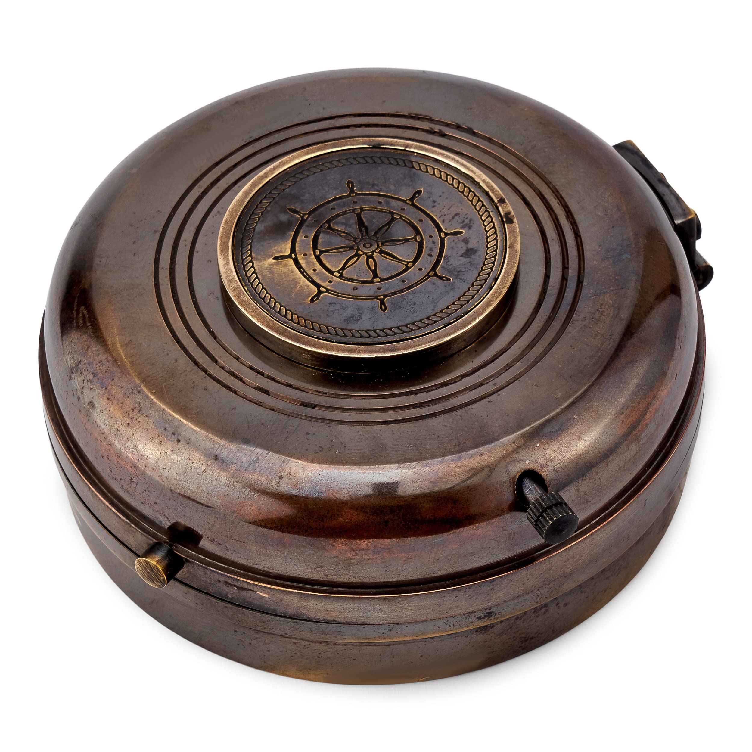NKlaus Brújula con reloj de latón antiguo, 8 cm, brújula de bolsillo, indicador de dirección 11686
