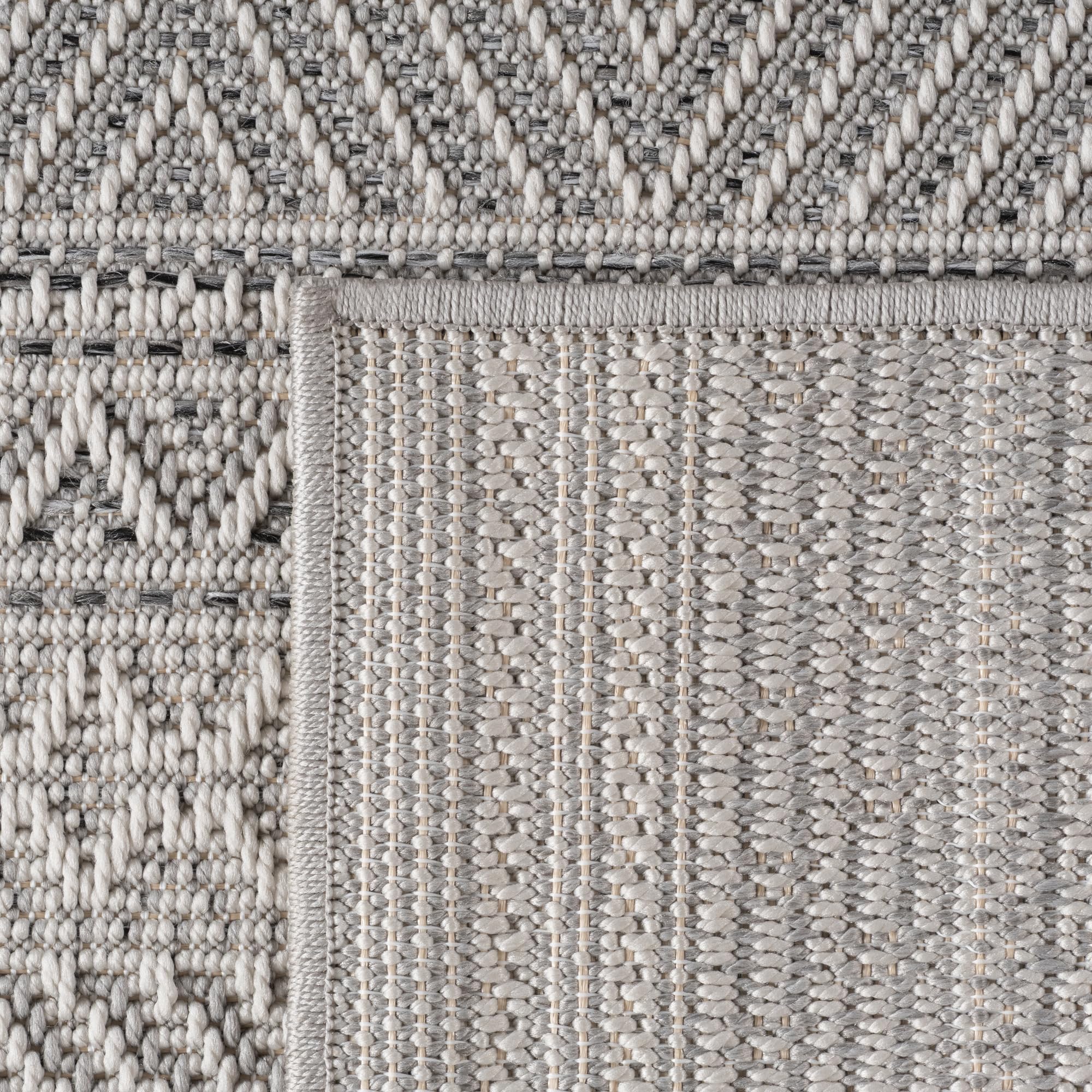 Carpettex Outdoor Teppich wetterfest Grau 200x290 cm, UV-beständig, ideal für Küche, Balkon, Terrasse, Garten auch Wohnzimmer und Esszimmer, Einfarbiges Design mit Bordüre