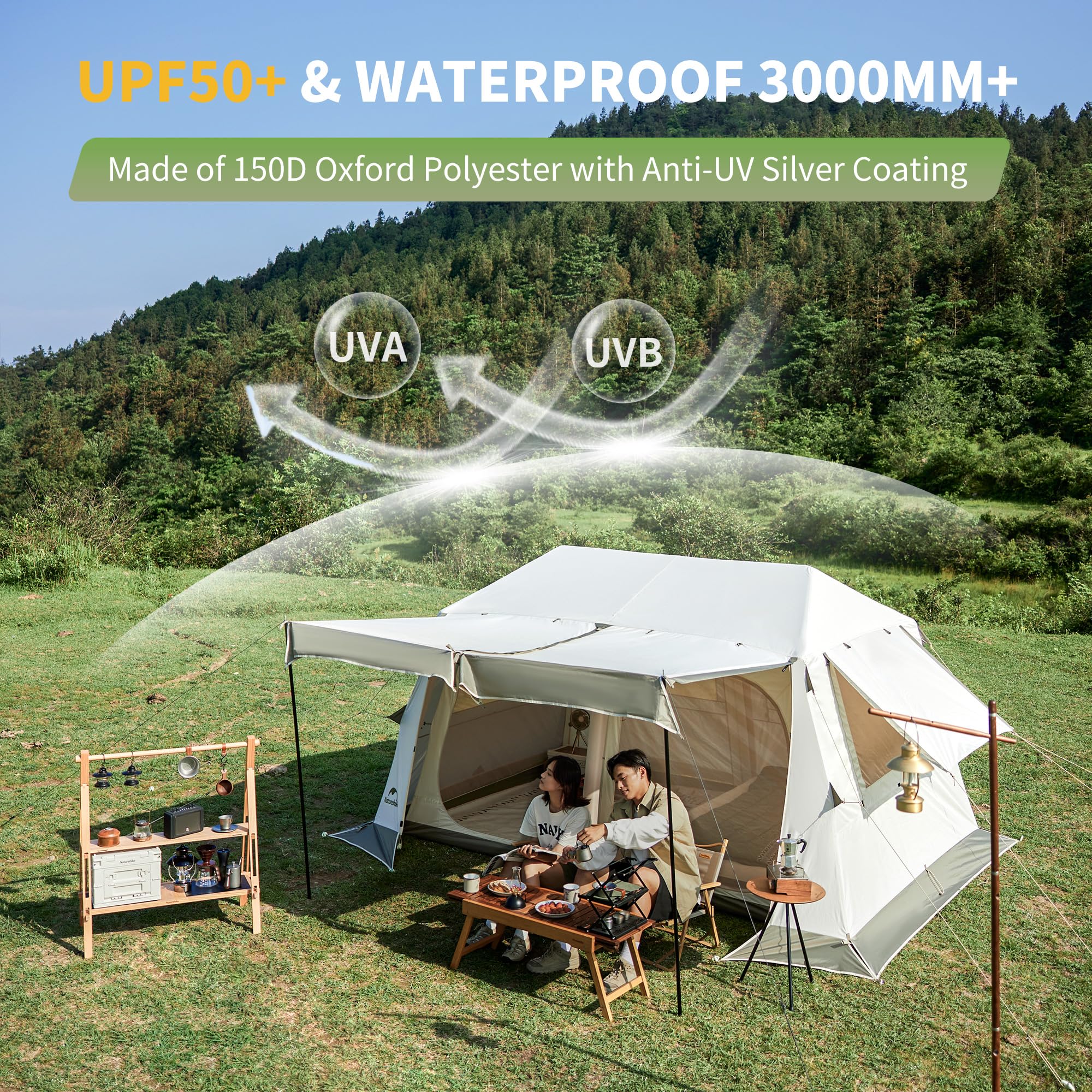 Naturehike Inflatable Tent, 4 Person Air Tent, 4 Season Inflatable Tents For Camping Waterproof Windproof Inflatable House Tent For Adults Easy Set Up Inflatable Camping Tent-851835