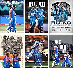 PaperO Rohit & Virat Wall Posters | Pack of 6 | A4 Size (297x210 MM) | 300 GSM Art Paper for Vibrant & Durable Finish | Includes Double-Sided Tape for Easy Installation