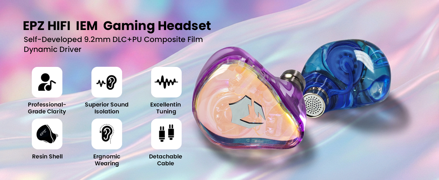 Amazon.com: EPZ G30 IEM for Gaming Wired Earphones 1DD+1BA HiFi