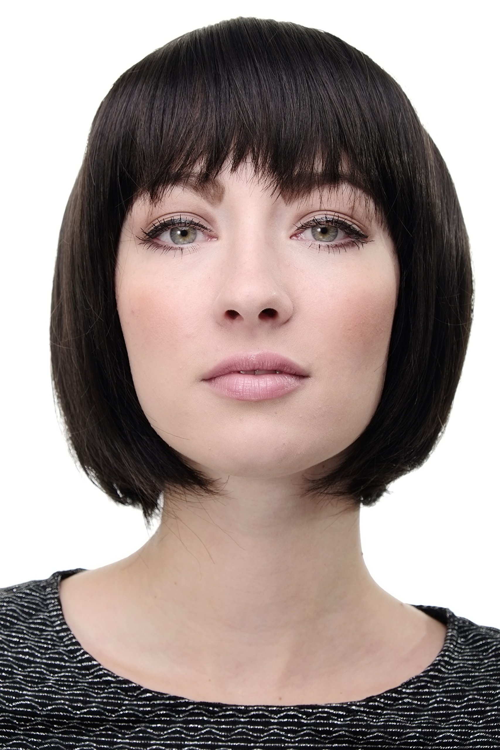 WIG ME UP - Lady Quality Wig Short Page Bob Fringe Bangs Dark Brown 703-3, dark brown (3), Length: approx. 25 cm