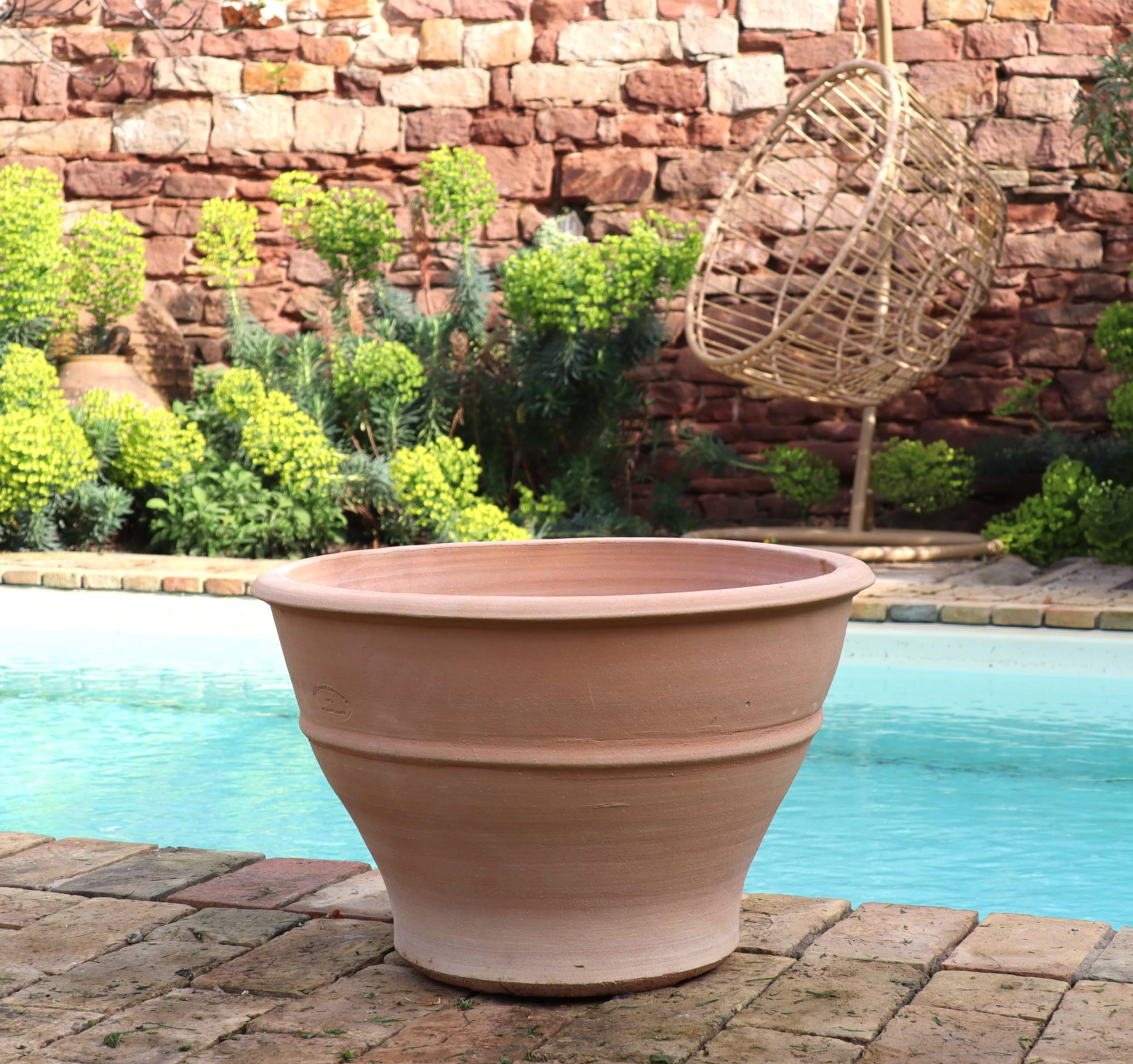Palatina Werkstatt winterfester Terracotta Blumentopf, Pflanzkübel 50 cm breit Pflanzschale für Außen Terrasse Garten, Buxus