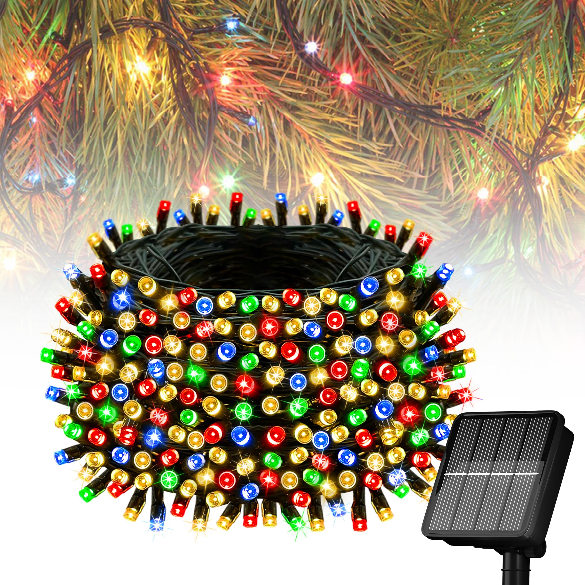 Flechllary Solar String Lights, 100 LED Outdoor, IP65 Waterproof, 39FT, 8 Modes, for Garden, Patio, Balcony, Xmas, Wedding, Party — image 1