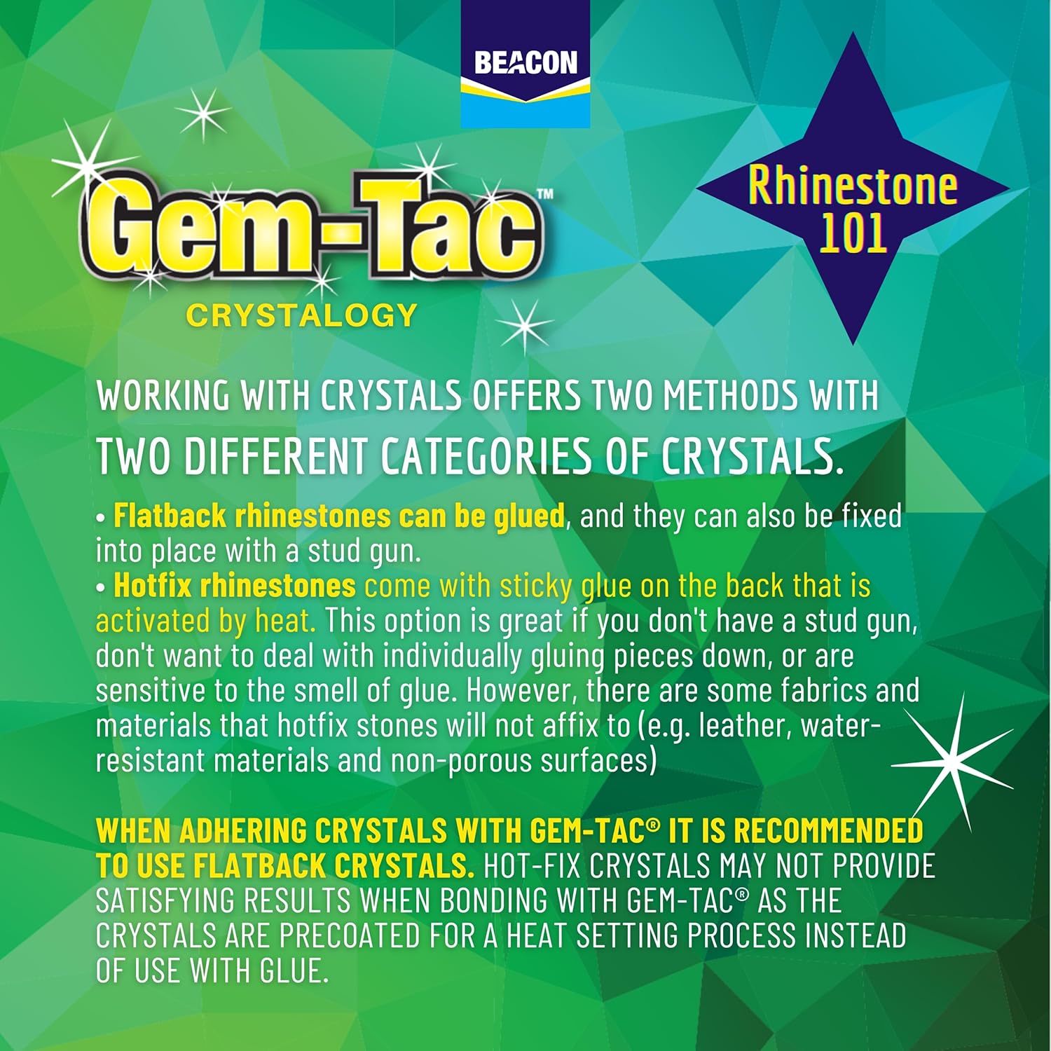BEACON Gem-Tac Premium Quality Adhesive for Securely Bonding Rhinestones and Gems - Water-Based, UVA Resistant, 2-Ounce, 2-Pack