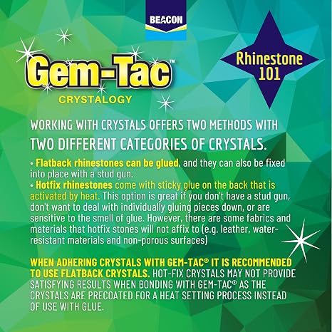BEACON Gem-Tac Premium Quality Adhesive for Securely Bonding Rhinestones and Gems - Water-Based, UVA Resistant, 2-Ounce, 12-Pack