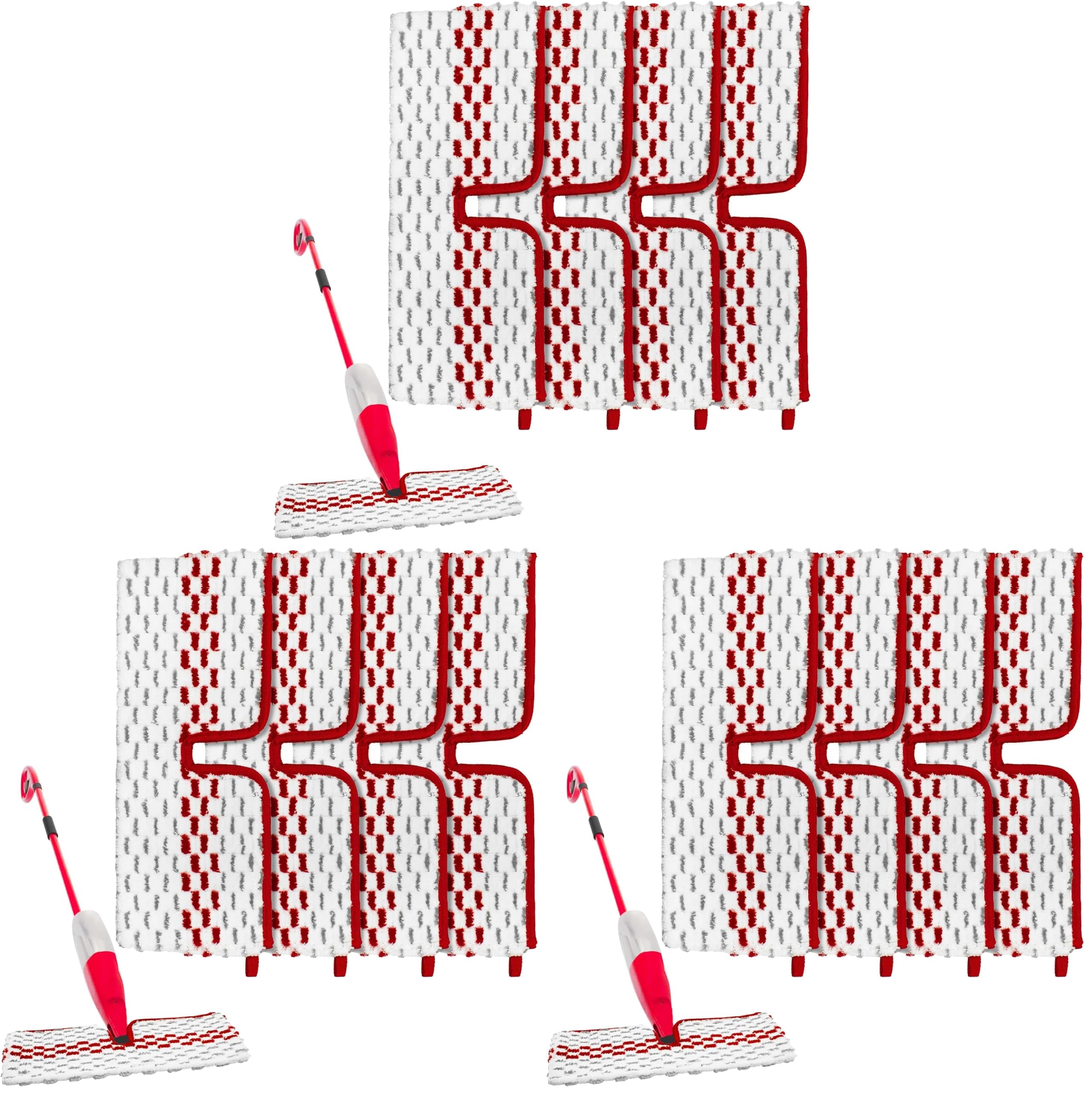 4 Pièces Recharge pour Vileda Serpillere 12 Spray Max, 100% Serpillere Microfibre pour Balai, Réutilisable, pour Convient à Tout Type de Sols (Lot de 3)