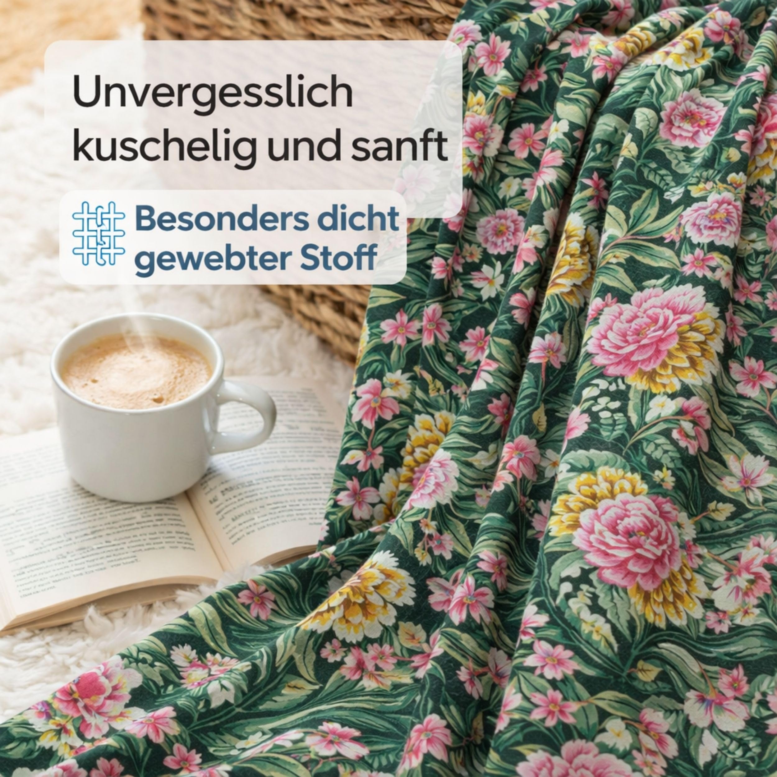 ZIRVEHOME Bettwäsche 200x220 cm 3-teilig – 100% Baumwolle Renforcé, Dunkelgrün Floral Blumen Design, Atmungsaktiv & Hautfreundlich, Bettbezug 200x220 + Kissenbezug 80x80. Grün Garden V1