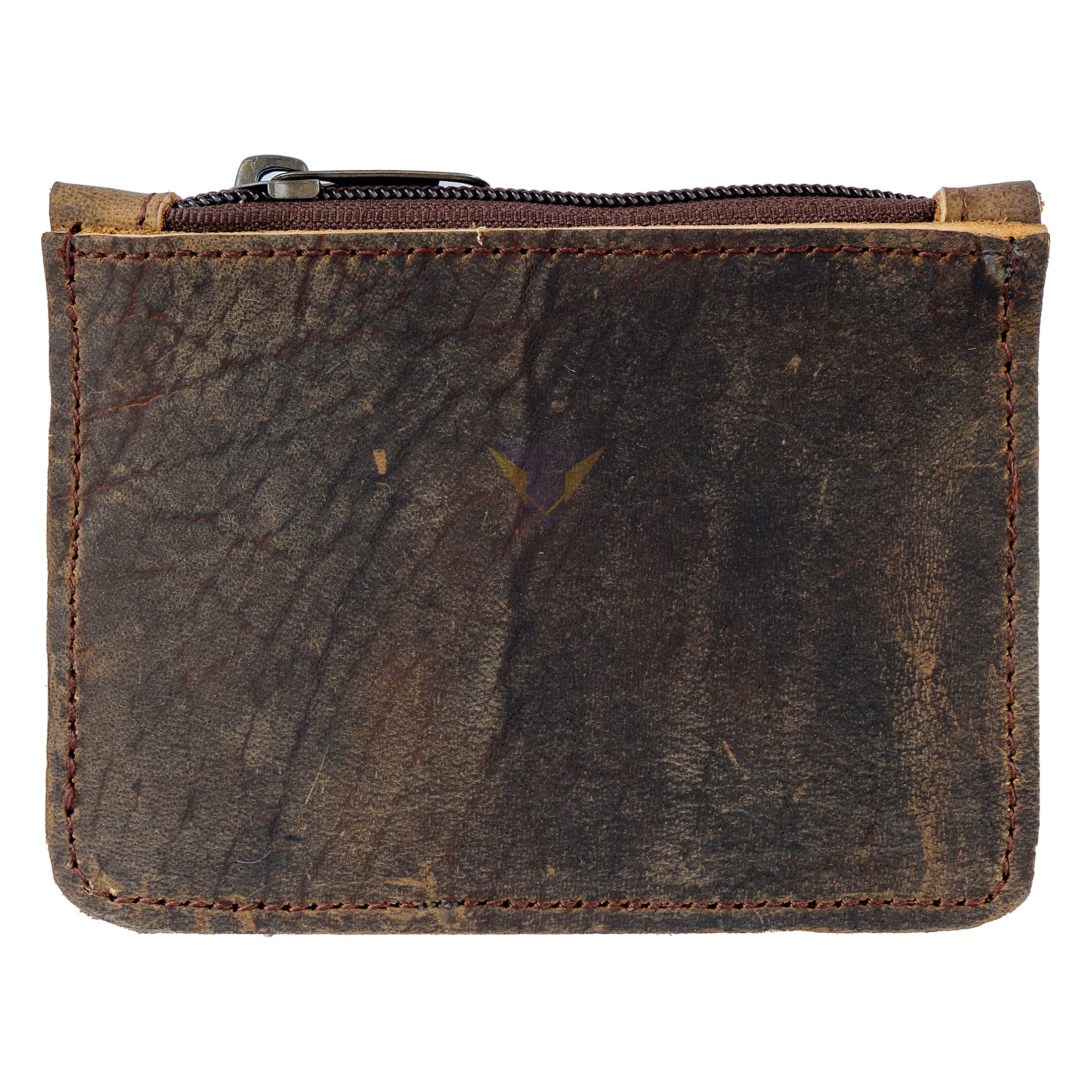 TUZECHLeather Zippered Wallet, Holds up to 6 Cards Plus Folded Bills & Coins, Money Organizer, Travel Pouch, Everyday Accessories, Handmade Brown Color (9x12 cm), Brown, 9x12 Cm, Retro