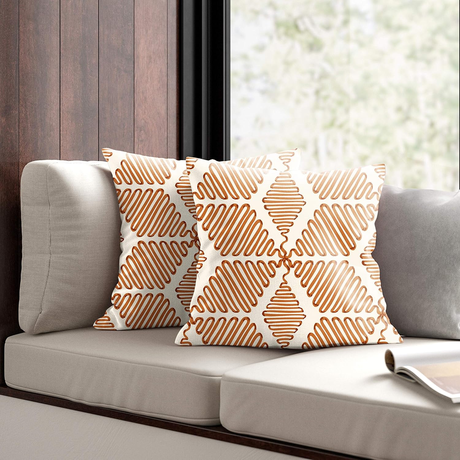 Buy Casableu Printed Polyester Cushion Covers Set of 2 Wham Orange, 16 INCH X 16 INCH Back