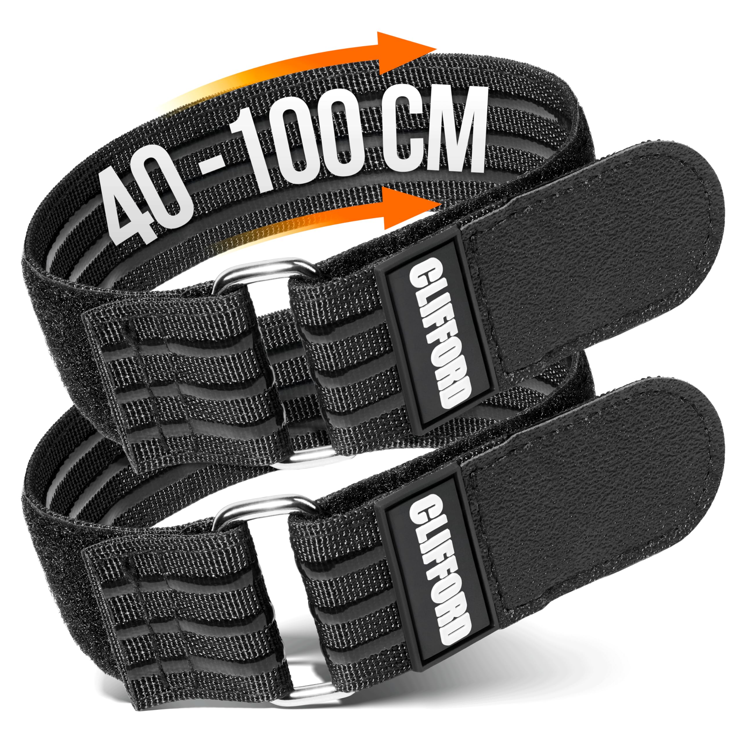 CLIFFORD Spanngurte Fahrradträger - Fahrrad Vorderrad Fixierung & Rahmen Sicherung I Klett Spanngurte Fahrrad Transport I Kurze Zurrgurte, Anti-Rutsch & extra stark