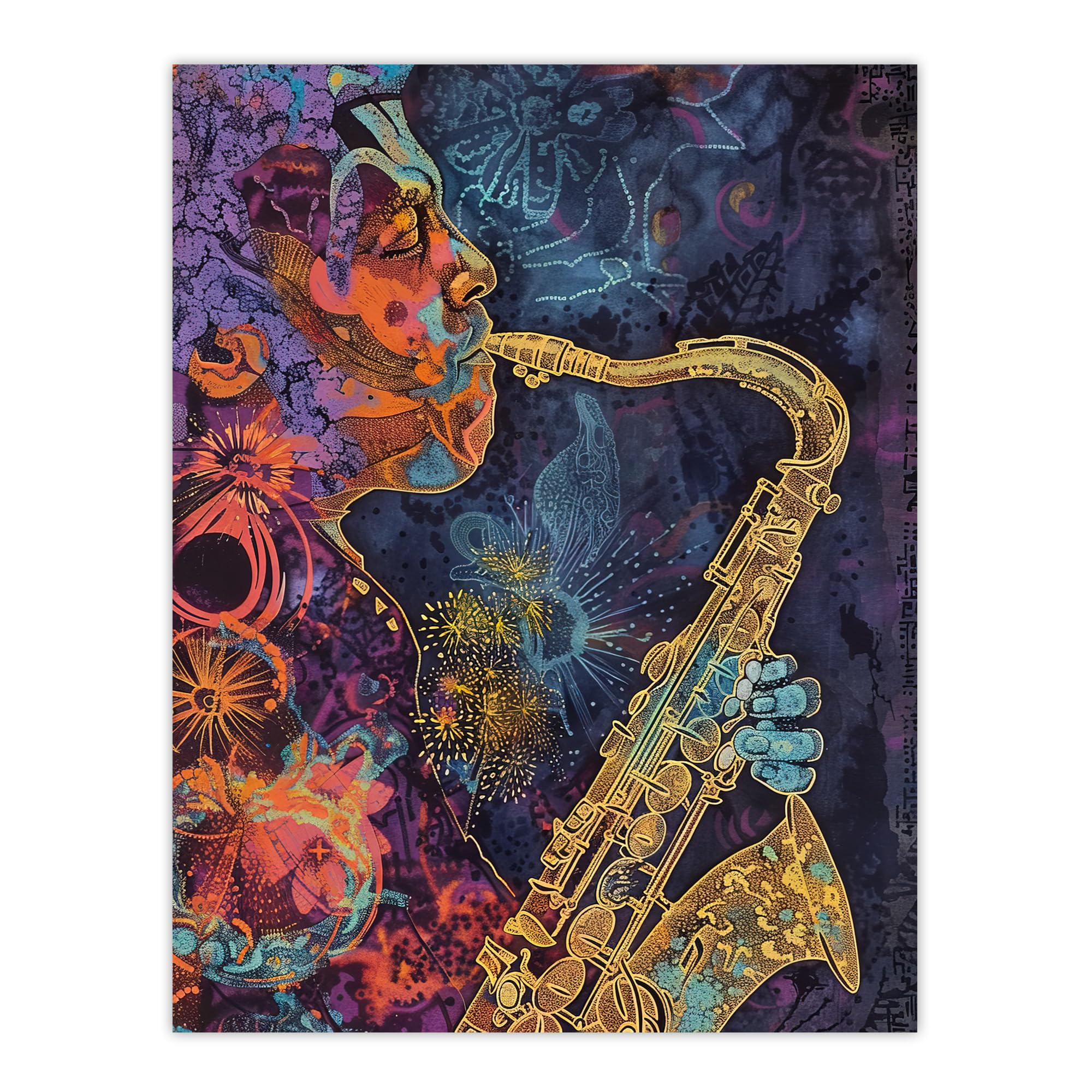Artery8 Transcendent Saxophone Music Trippy Concept Art Living Room Extra Large XL Wall Art Poster Print