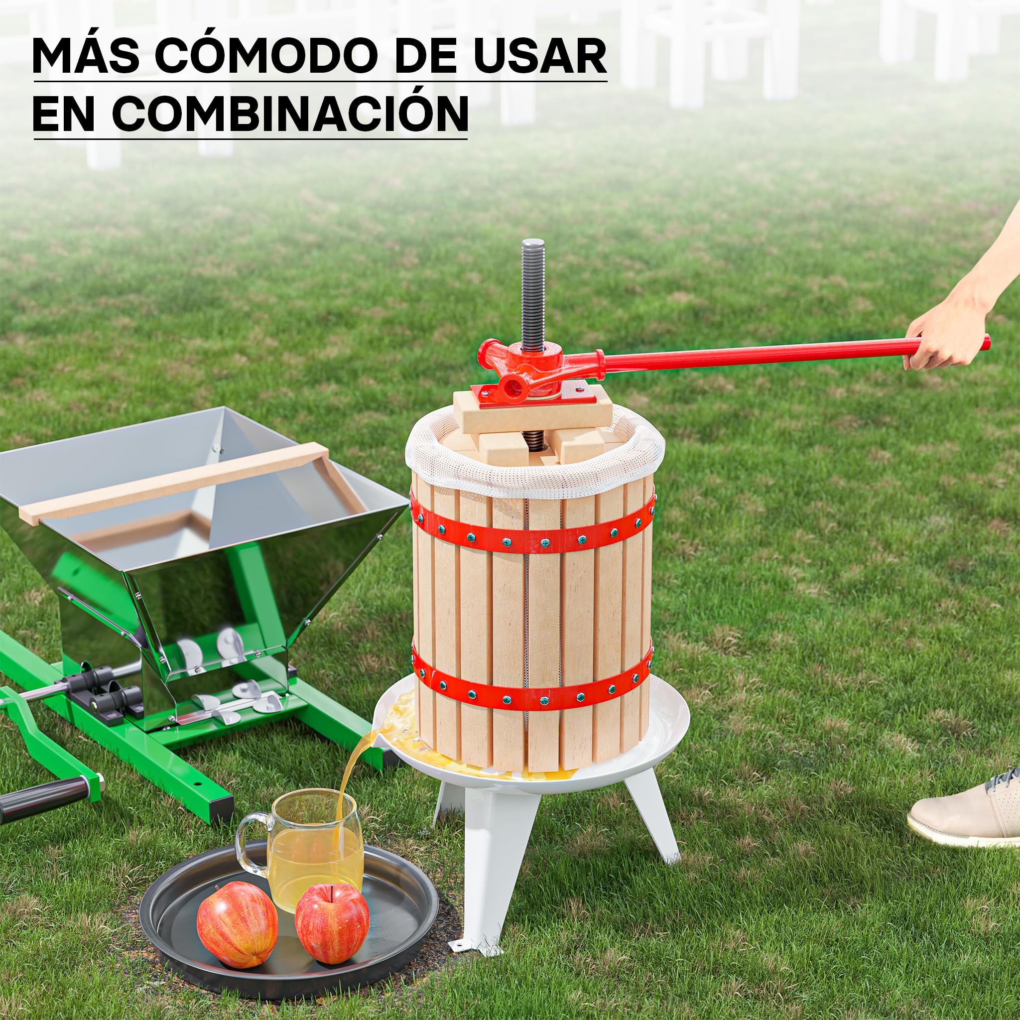 Prensa para frutas mosto bayas 18 litros + triturador molino 7 litros