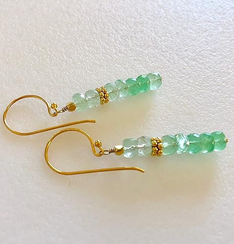 Miniatura 4 de Lime Green Moonstone Earrings, Ombre Moonstone Earrings, Delicate Moonstone Dangles, Gemstone Earrings, Bridal, 24K gold Vermeil, Sterling Silver.